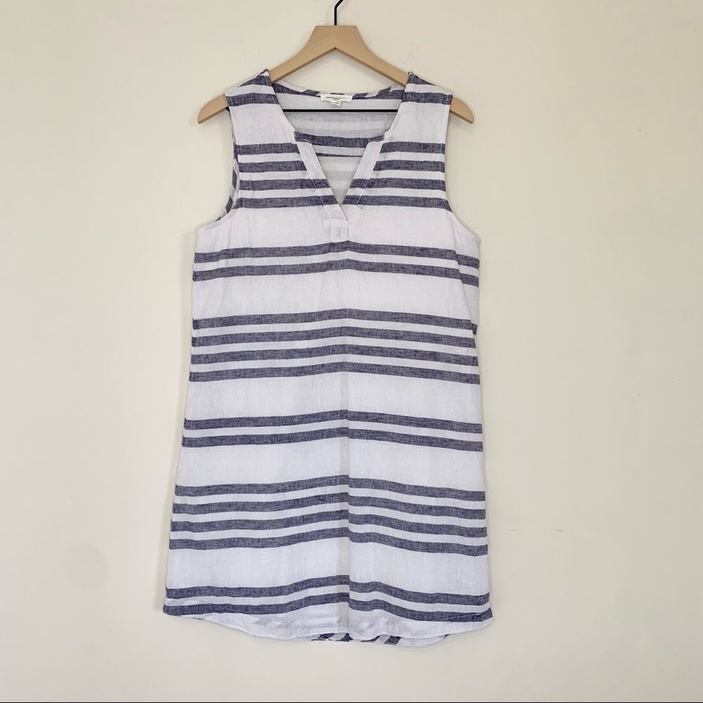 beachlunchlounge Cotton/Linen blend Blue & White Nautical Stripe Dress, M
